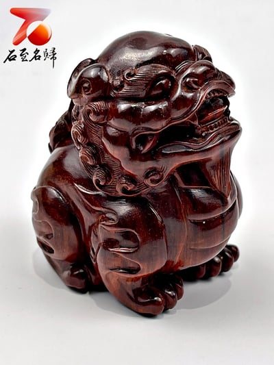 印度小葉紫檀高油密二膘材質 湘工精雕【吉獅】1