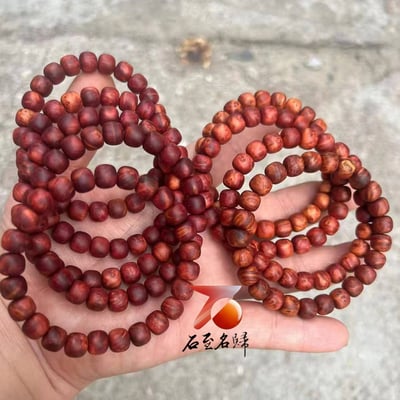 精選血柏老型珠7mm×8mm 老料滿瘤疤帶閃電紋心材1