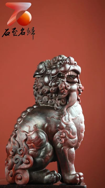 印度小葉紫 省大師顏育田（中國木雕泰斗）作品 【重器招財大貔貅】1