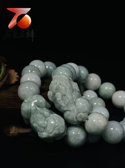 招財護身配飾 精雕天然翡翠Ａ貨 貔貅手珠3