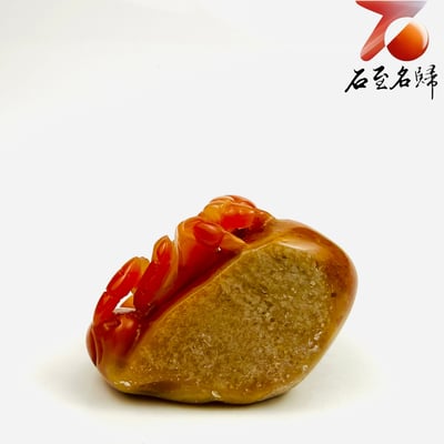 老撾石手工精雕 張國民老師作品【橘紅瑞蟹・滿堂生財】3