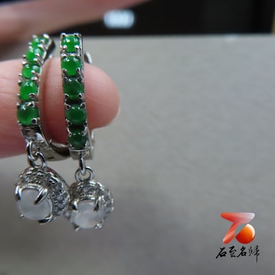 翡翠A貨+925銀項鍊【圓款垂墜耳環】 附玉石鑑定書5