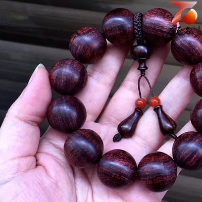 臻品 海南黃花梨紫油梨老料20mm手珠 水波芝麻花 重量50公克2