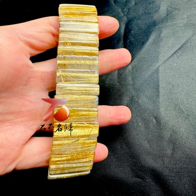 一物一拍｜天然巴西順絲鈦晶水晶手排 寬22.3mm 手圍18公分1