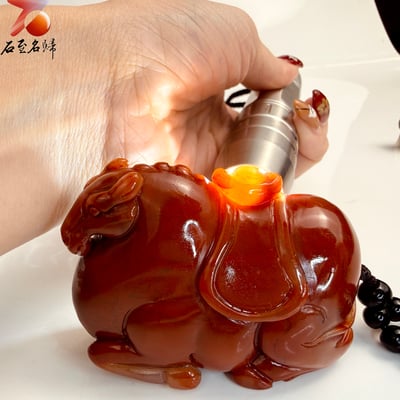 天然 老撾結晶朱砂石【馬上有財，財馳萬里】馬年開運石雕/手把件6