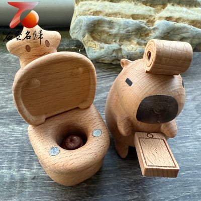 櫸木精雕禮品【卡皮巴拉磁吸8件套】5