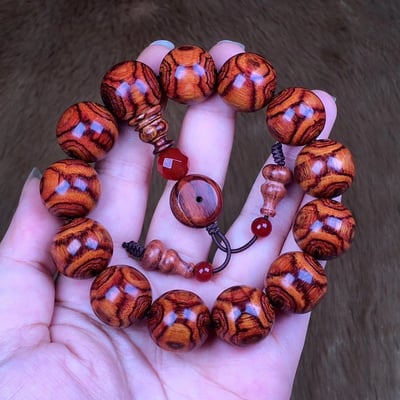 傳世-海南黃花梨 野生料鬼臉17.5mm手珠4