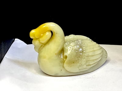 老師傅手工 壽山文洋石雕件【白天鵝】2