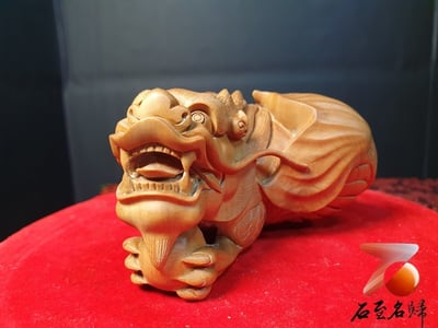 印度老山檀香老料黑肉級別 湘工大師雕刻【龍魚】2