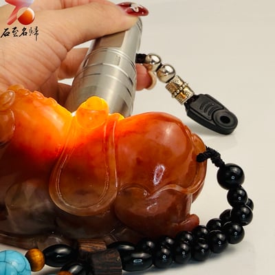 天然 老撾結晶高透光朱砂石【臥駿納寶】馬年開運石雕/手把件8