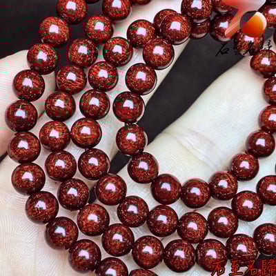 天然 精選印度小葉紫檀360度爆滿大龍鱗+爆滿金星6mmx108顆念珠4