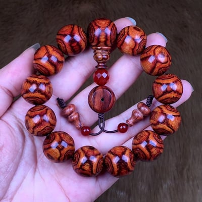 傳世-海南黃花梨 野生料鬼臉17.5mm手珠1