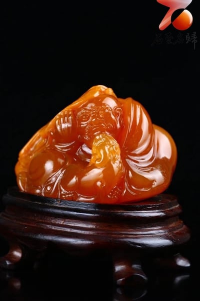 金獎大師柯典斌作品 精品北部老礦極品結晶麥芽黃【羅漢戲獸】2