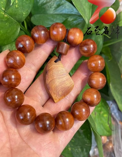 城口崖柏玉化虎皮紋透光15mm手珠(15mm x 15顆）1