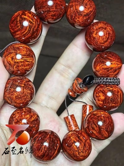 印度小葉紫檀 老料黃金底瘤疤 20mm×12顆【平安】7