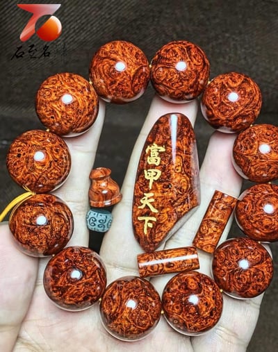 超漂亮印度小葉紫檀20mm泥料爆滿瘤疤【富甲天下】2