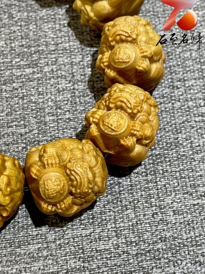 崖柏木瑞獸25mm手珠【招財進寶】3