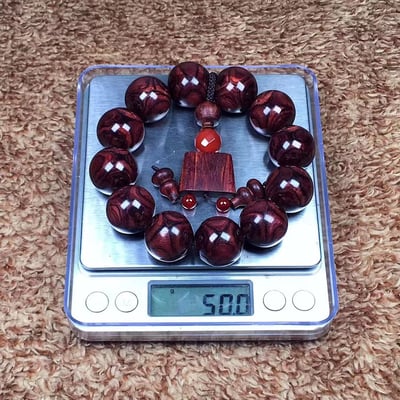 海南黃花梨 野生紫油梨X紋對眼鬼臉20mm手珠 重量50克5