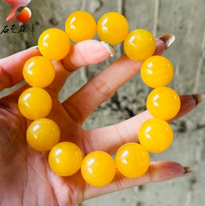 驚艷時光的瑰寶 | 純天然雞油紅18mm+蜜蠟手串5