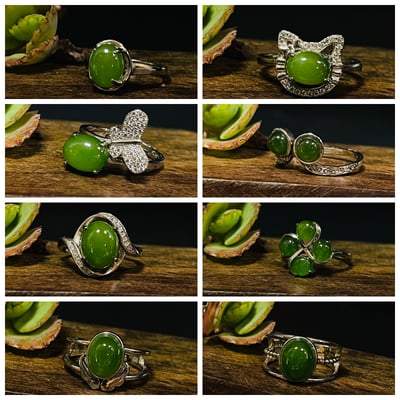 典雅設計 碧玉精品戒指/耳環 附碧玉檢定贈書＋精美收藏禮盒 鑲嵌925銀戒台 款式獨特 造型齊全1