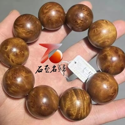 天然 金絲楠木小葉楨楠｜水波瘤疤 25mm手珠5號4