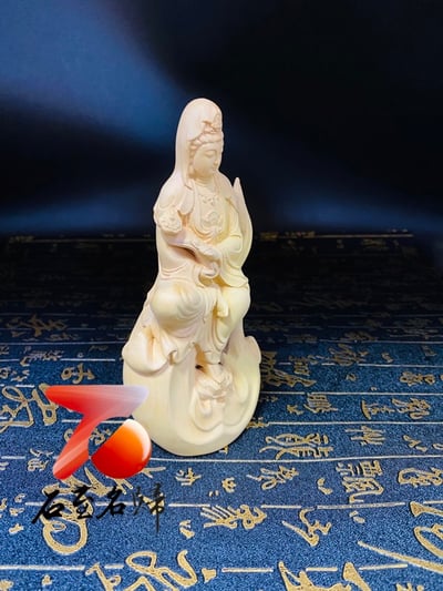 黃楊木精雕作品【火焰觀音】木雕觀音 整料製作 高15公分3