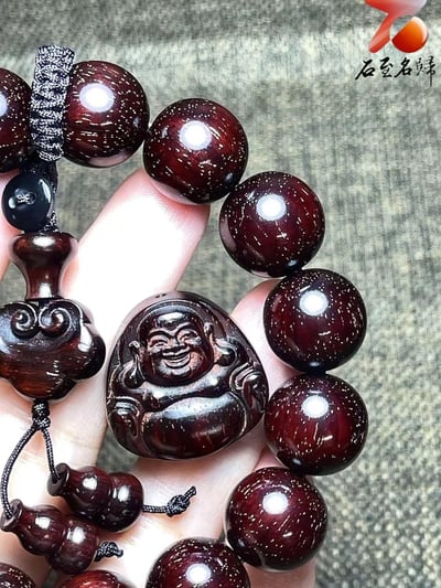 印度小葉紫檀老料15mm滿金星精選 【福氣彌勒】2