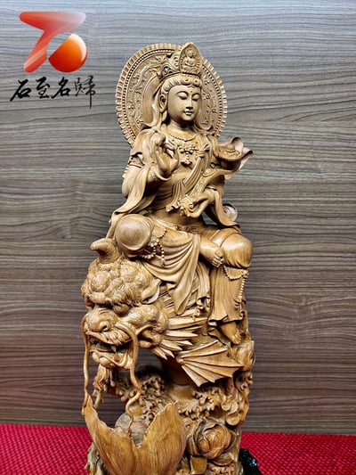 印度老山檀香【鰲魚觀音】手稿清刀造像3