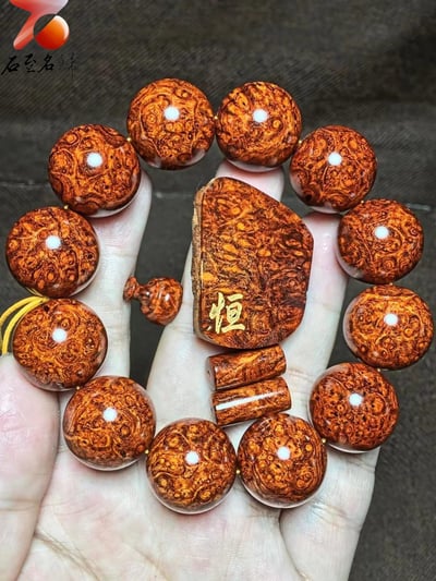 印度小葉紫檀20mm×12顆黃金底老料 【恒】1