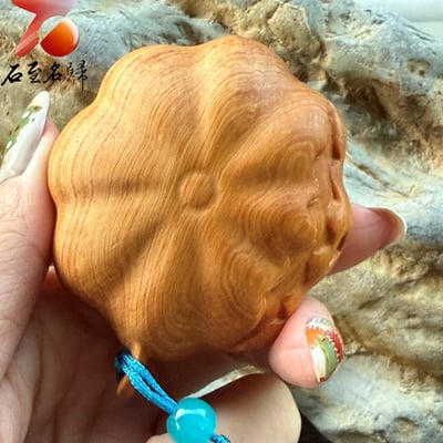 嚴選陳化崖柏重油老料手把件【南瓜造型茶壺】 長6.6公分3