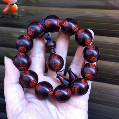 臻藏 海南黃花梨紫油梨老料20mm手珠 重量49.3克 5
