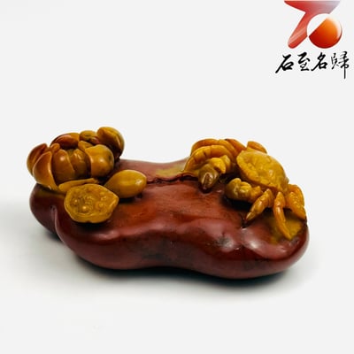 老撾石手工精雕 張國民老師作品【金蟹伴蓮・富貴連年】6