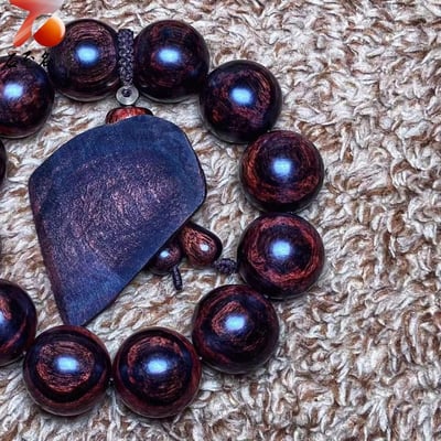 臻藏 海南黃花梨沉水紫油梨 水波+天眼20mm手珠 重量57克3