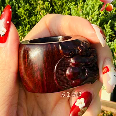 天然 印度小葉紫檀高油密滿金星樹心料 湘工手作【鎮運獅王扳指】2