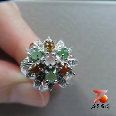 翡翠A貨+925銀【皇冠造型戒指】戒圍可伸縮 附玉石鑑定書5