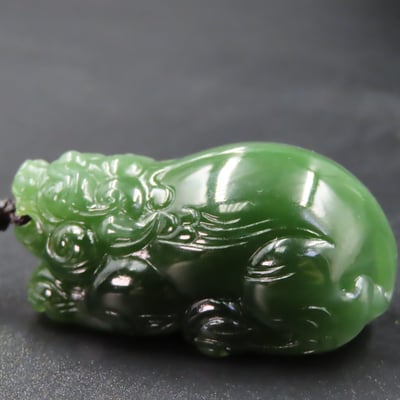 和田玉 貓眼碧玉 附收藏證書【貔貅】2