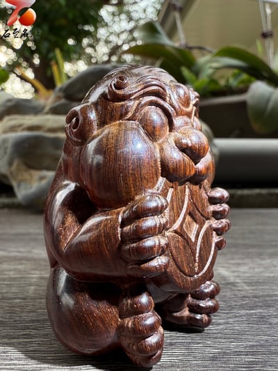 招財鎮厄 • 鎮宅守富 印度小葉紫檀金星老料純手工雕刻【吞金獸】7