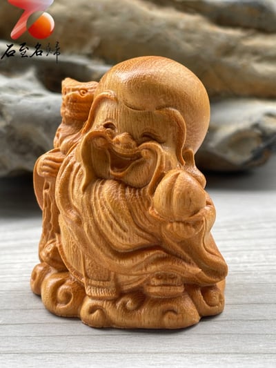 崖柏木雕件【壽星翁】 高6公分2