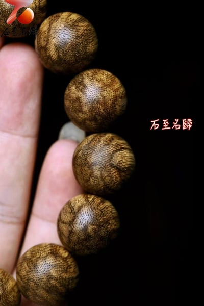 老料柬埔寨菩薩棋虎斑紋沉香 16mm×14顆  重量22克+6