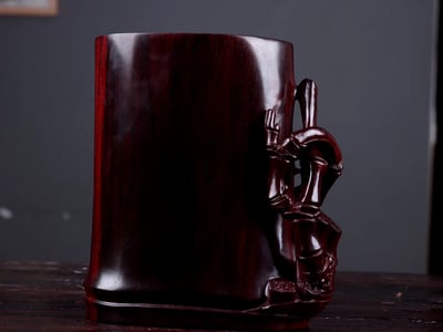 印度小葉紫檀【知足常樂-筆筒】4