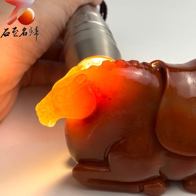 天然 老撾結晶透光朱砂石【紅運天駒】馬年開運石雕/手把件5