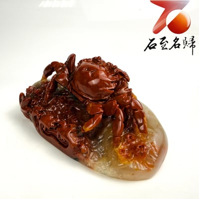 老撾石手工精雕 張國民老師作品【赤甲鎮潮・紅運當頭】2