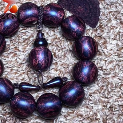 臻藏 一木五串 海南黃花梨絕品紫油梨老料20mm手珠 重量57.5克3