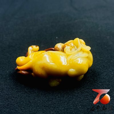 壽山石純手工精雕【金瑞擁財・富貴滿堂】3