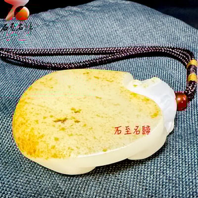 脂白和田玉籽料作品 帝王級霸氣手把件【龍龜】燈泡料 灑金皮 附收藏證書6