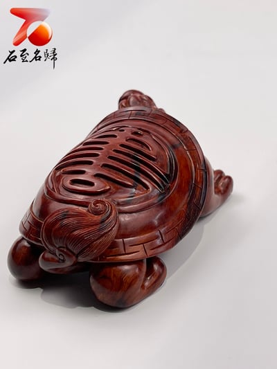 印度小葉紫檀高油密料 湘工師父精雕  【福壽龜】5