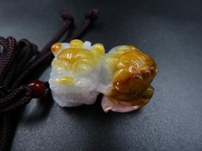 純天然黃翡翠 A貨可鑑定【招財貔貅項鍊/掛件】1