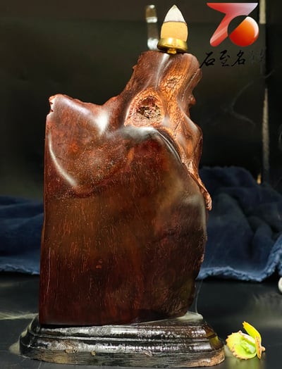 尚比亞紫檀木【逸情山水 倒流香擺件】2