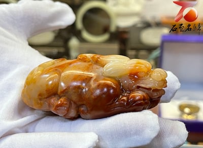 壽山石雕件【招財瑞獸】老師傅手工 附精美收藏禮盒1