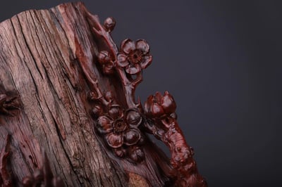 印度小葉紫檀【喜上梅梢-筆筒】4